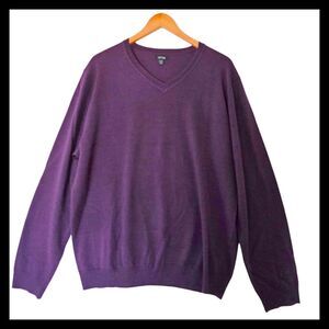 Apt 9 Mens Merino Wool Blend V-Neck Sweater Pullover‎ Long Sleeve XXL Purple